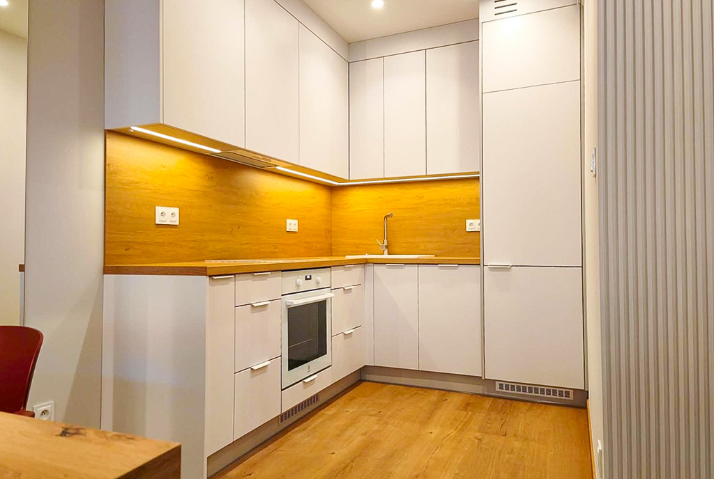 imponujący aneks kuchenny w luksusowym apartamencie do wynajmu Legnica