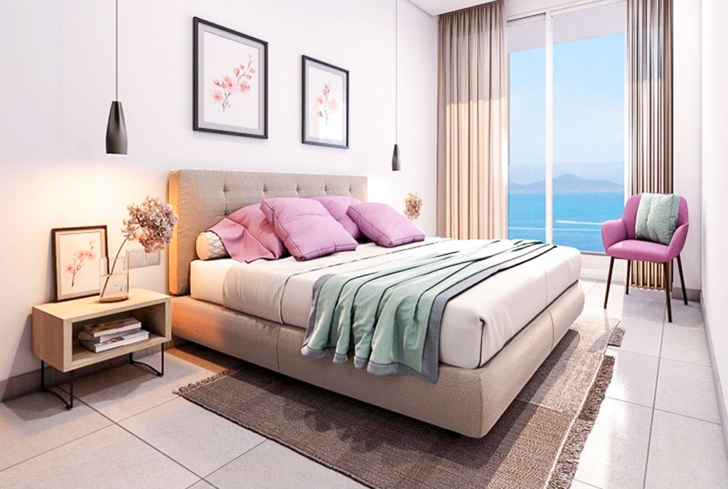 zaciszna sypialnia w ekskluzywnym apartamencie na sprzedaż Hiszpania La Manga del Mar Menor