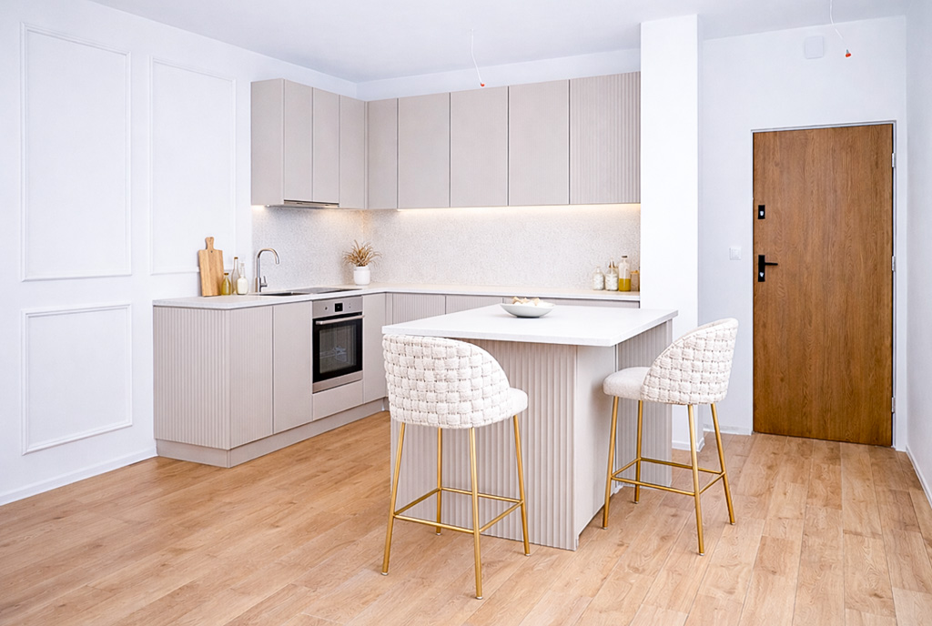 jadalnia i kuchnia w luksusowym apartamencie na sprzedaż Gdynia okolice