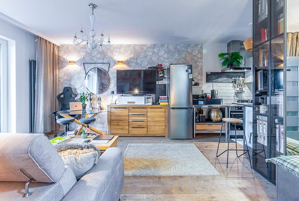 zdjęcie prezentuje pokój dzienny w luksusowym apartamencie na sprzedaż Gdynia okolice