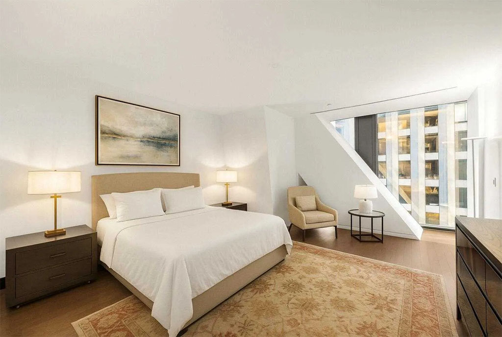 kameralna sypialnia w ekskluzywnym apartamencie na sprzedaż New York Stany Zjednoczone Ameryki