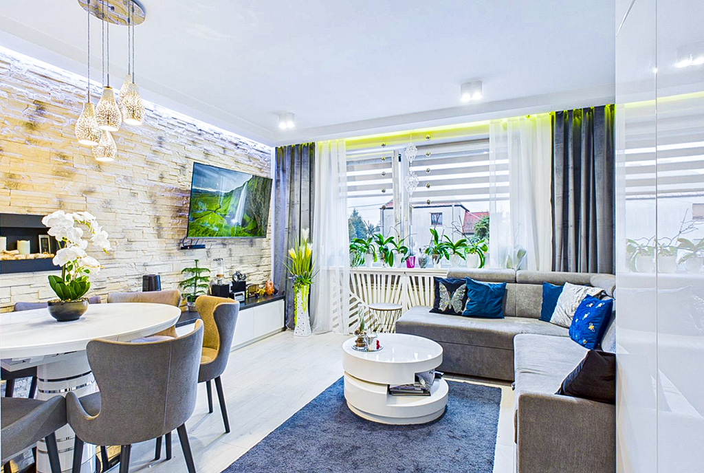 imponujący salon w ekskluzywnym apartamencie do sprzedaży Ostrów Wielkopolski