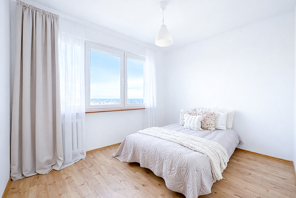 słoneczna sypialnia w ekskluzywnym apartamencie na sprzedaż Gdynia