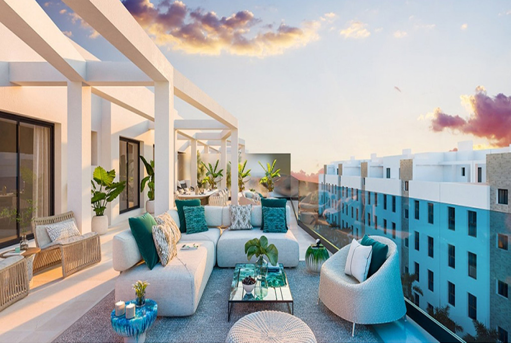 imponujący taras przy ekskluzywnym apartamencie na sprzedaż Hiszpania La Cala de Mijas