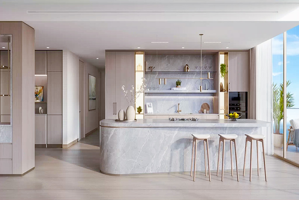 fragment kuchni w luksusowym apartamencie do sprzedaży Dubaj