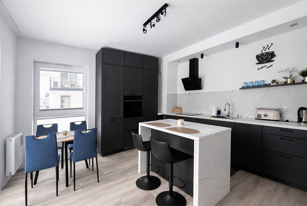 zbliżenie na kuchnię w luksusowym apartamencie do wynajmu Gdynia (okolice)
