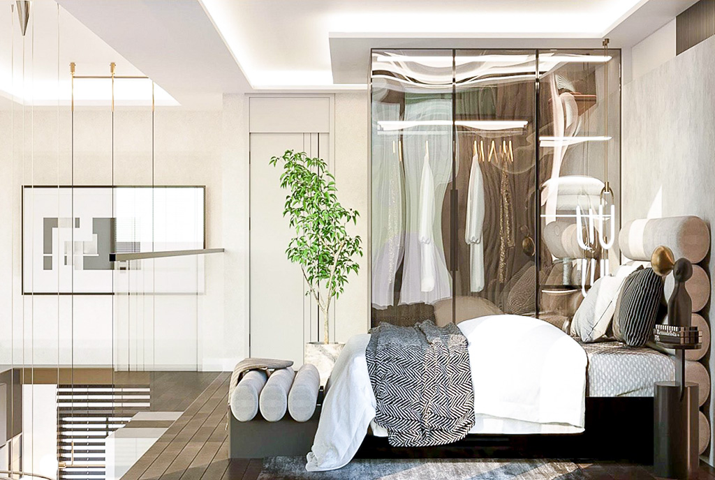 fragment sypialni w luksusowym apartamencie na sprzedaż Cypr Esentepe