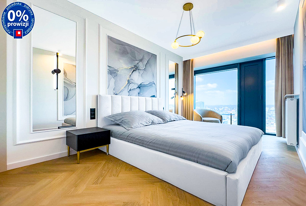 elegancka sypialnia w ekskluzywnym apartamencie na sprzedaż Katowice