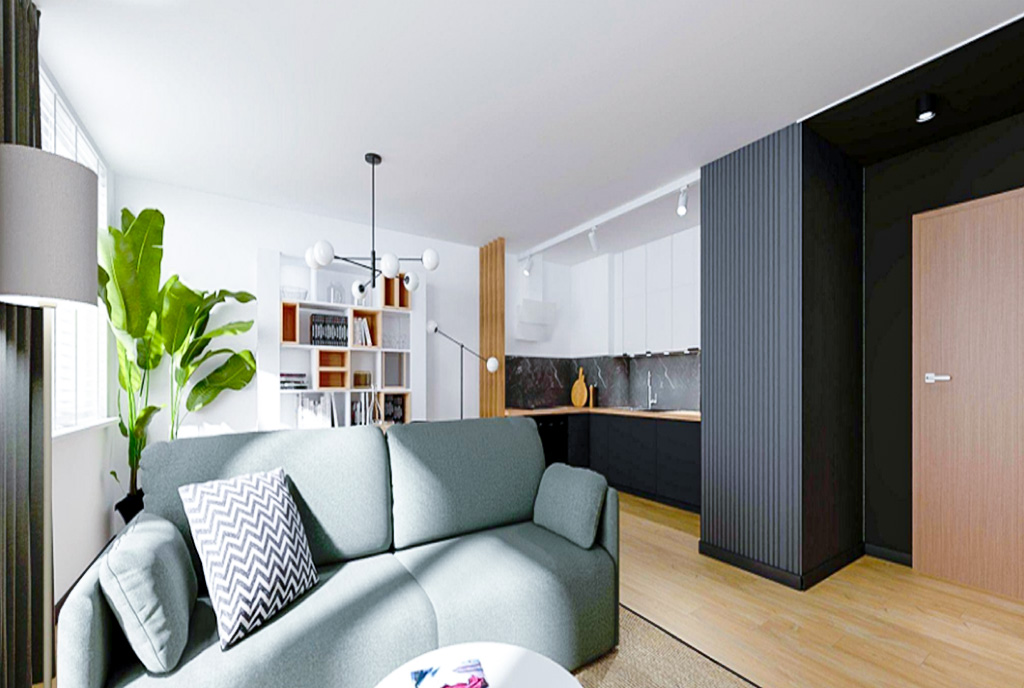 modne wykończenie salonu w ekskluzywnym apartamencie do sprzedaży Legnica okolice