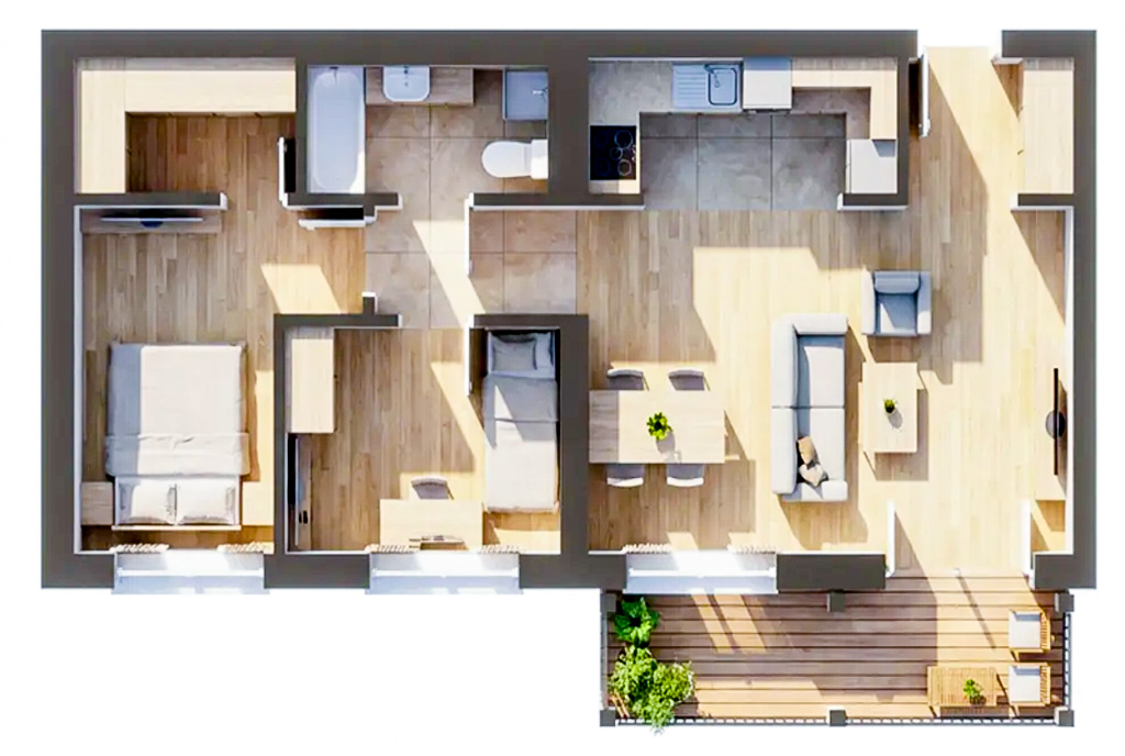 rozkład pokoi i pomieszczeń w ekskluzywnym apartamencie na sprzedaż Legnica okolice