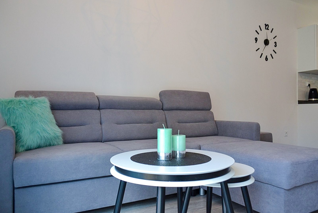 gustowna aranżacja salonu w luksusowym apartamencie na wynajem Bolesławiec