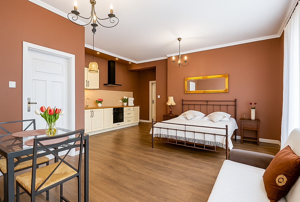 widok na sypialnię w luksusowym apartamencie na sprzedaż Białystok