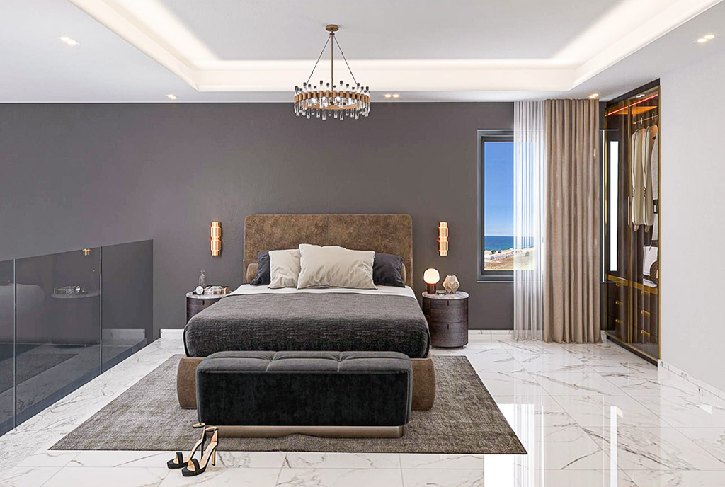 fragment sypialni w ekskluzywnym apartamencie na sprzedaż Cypr Esentepe