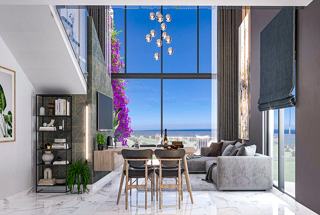 gustowna jadalnia w luksusowym apartamencie na sprzedaż Cypr Esentepe