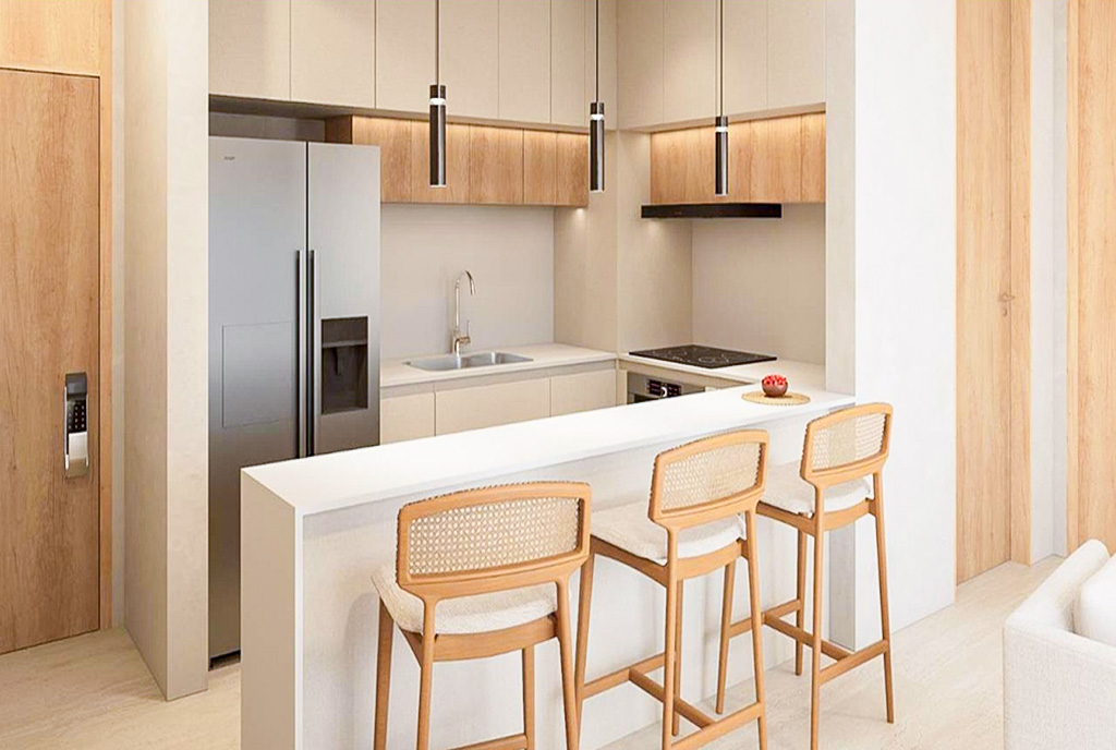 jadalnia oraz kuchnia w luksusowym apartamencie na sprzedaż Dominikana Bayahibe La Altargacia