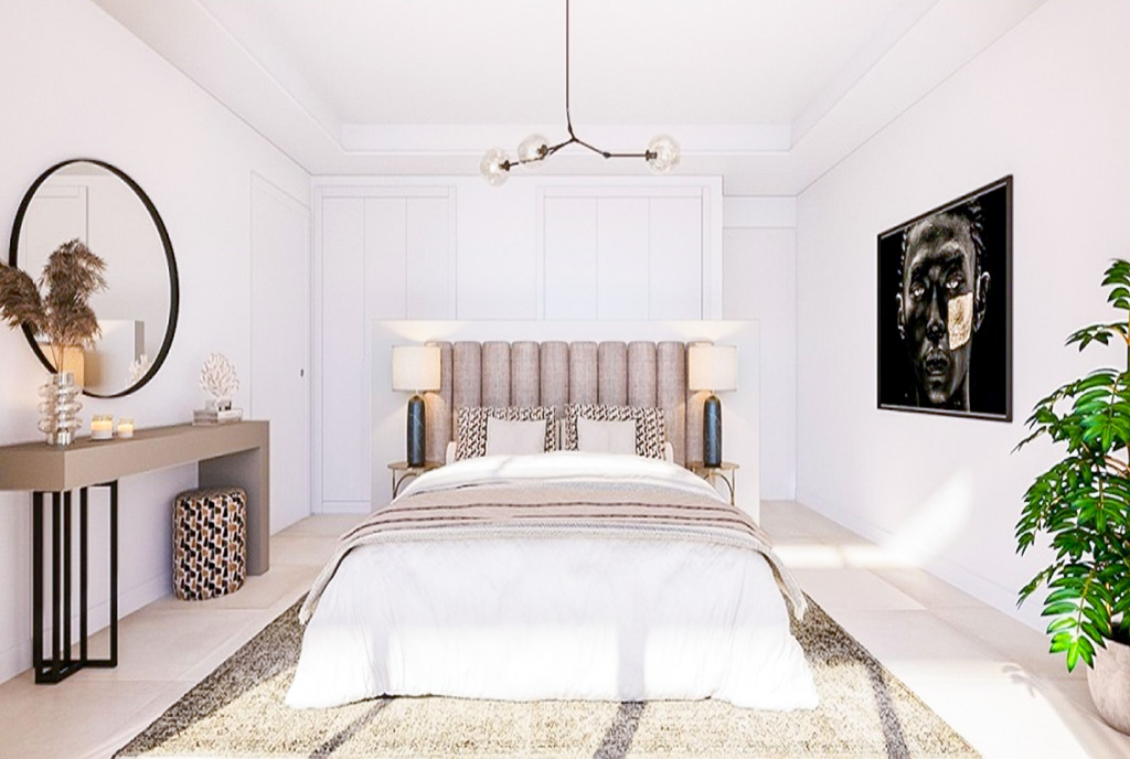 wytworna sypialnia w ekskluzywnej willi na sprzedaż Hiszpania El Chaparral Mijas Costa