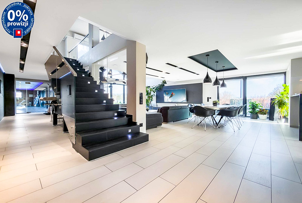 2-poziomowy salon w luksusowej willi na sprzedaż Katowice okolice