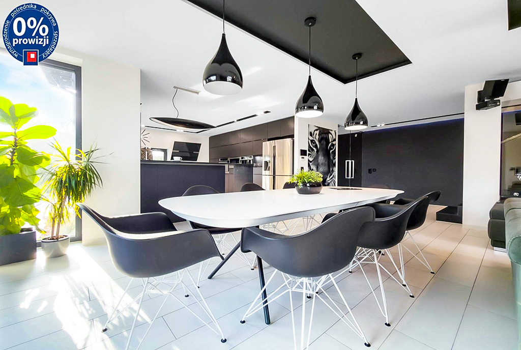 zbliżenie na jadalnię w ekskluzywnej willi na sprzedaż Katowice okolice