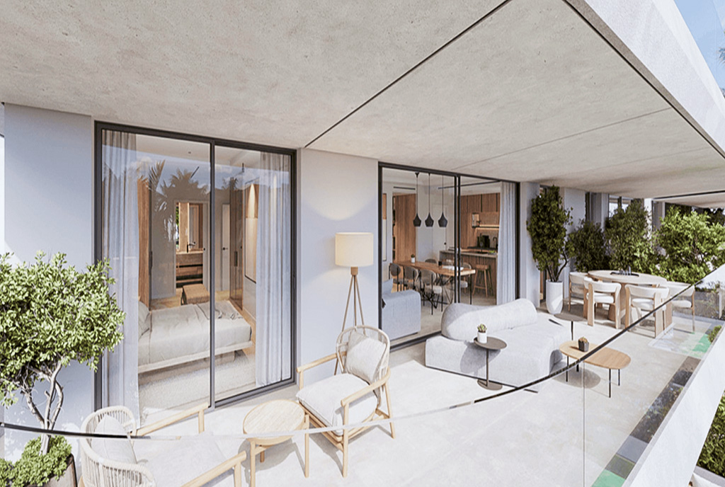 fantastyczny taras przy ekskluzywnym apartamencie na sprzedaż Hiszpania Estepona West