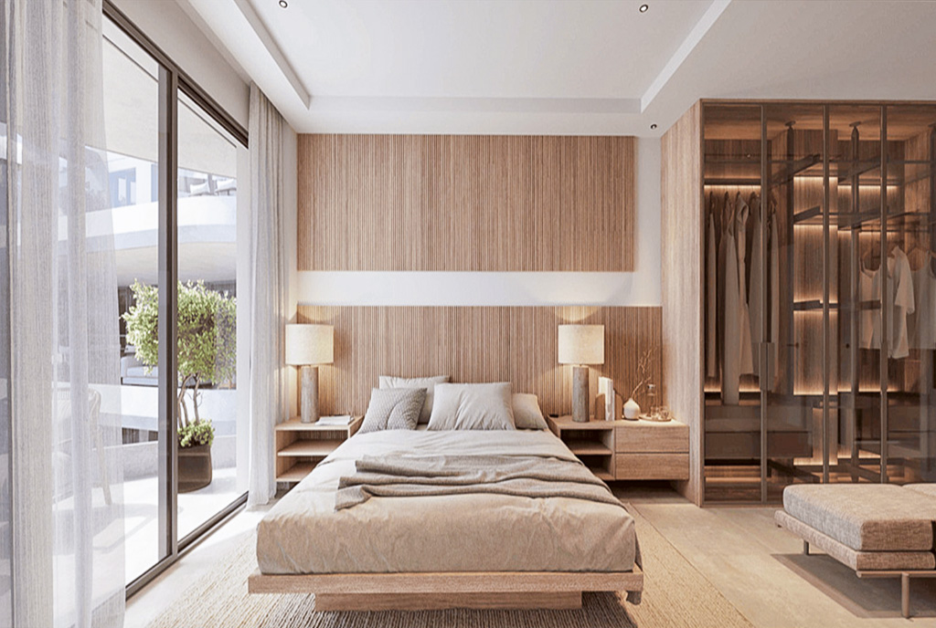 elegancka sypialnia w ekskluzywnym apartamencie na sprzedaż Hiszpania (Estepona West)
