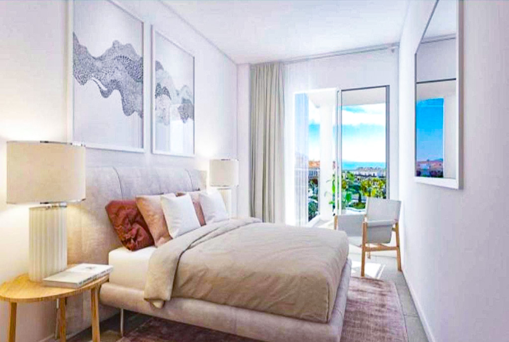 fragment sypialni w ekskluzywnym apartamencie na wynajem Hiszpania Manilva Estepona