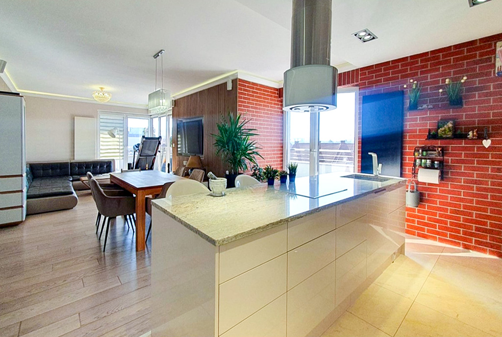 designerska kuchnia w luksusowym apartamencie na sprzedaż eleganckie wnętrze ekskluzywnego apartamentu do sprzedaży Kwidzyn