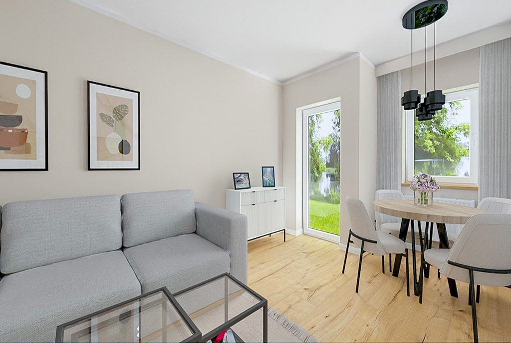 fragment pokoju dziennego w luksusowym apartamencie na sprzedaż Elbląg