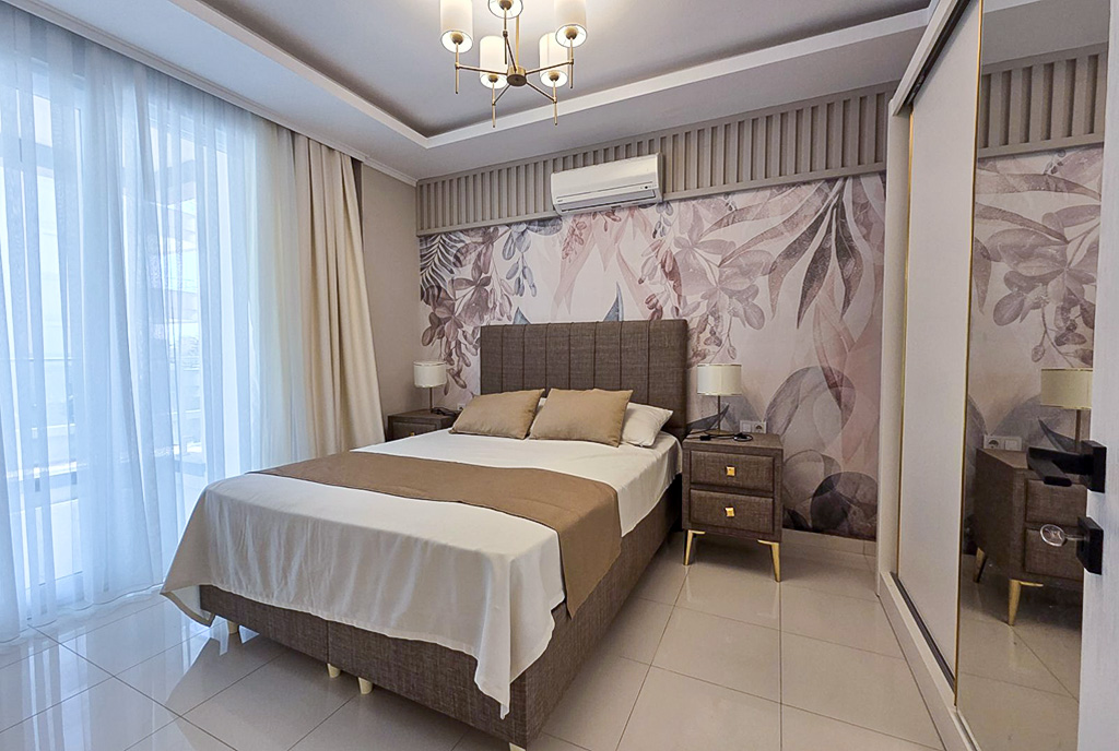 fragment sypialni w ekskluzywnym apartamencie na sprzedaż Turcja Alanya