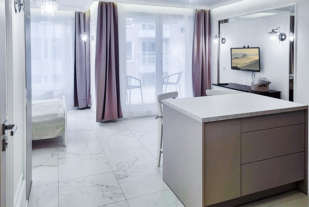 elegancki salon w ekskluzywnym apartamencie do wynajęcia Szczecin