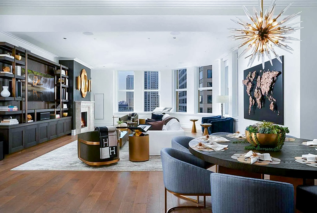 eleganckie wnętrze ekskluzywnego apartamentu do sprzedaży Chicago Stany Zjednoczone Ameryki