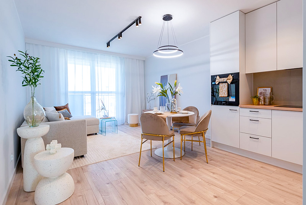 zaprojektowane zgodnie z najnowszymi trendami wnętrze ekskluzywnego apartamentu do wynajęcia Elbląg
