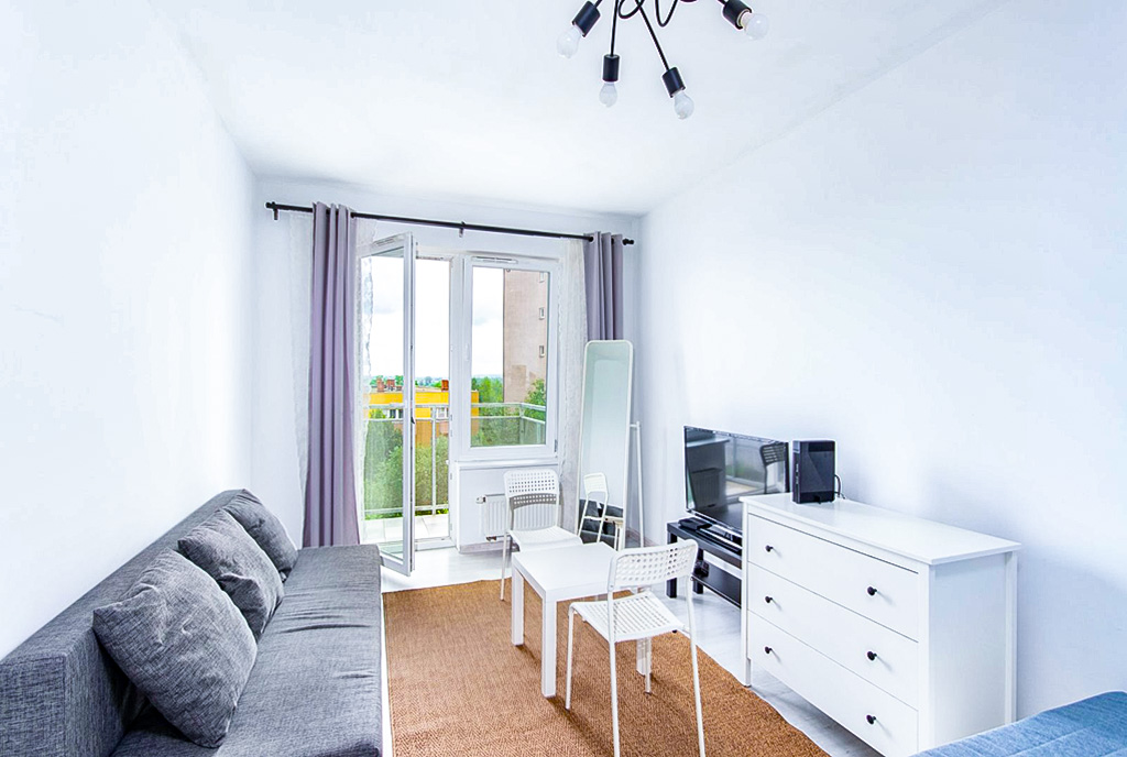 nowoczesny salon w ekskluzywnym apartamencie do wynajęcia Szczecin