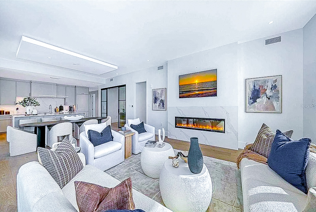 imponujący salon w ekskluzywnym apartamencie do sprzedaży Florida (Stany Zjednoczone Ameryki)