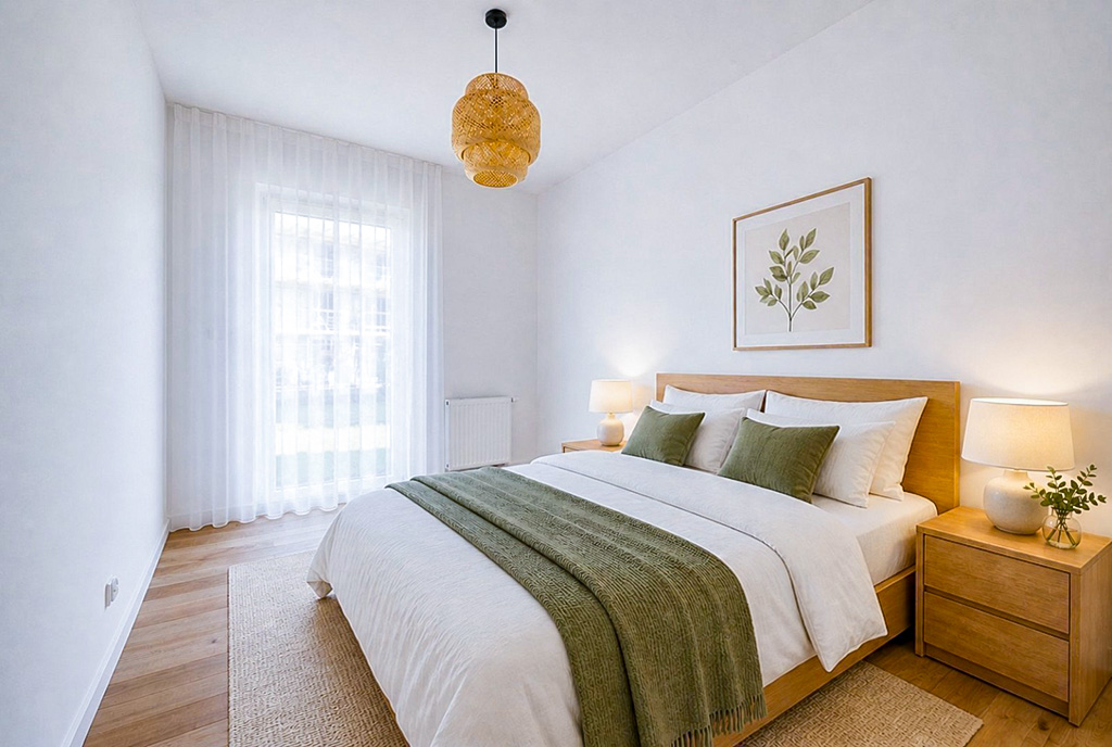komfortowa sypialnia w luksusowym apartamencie na sprzedaż Gdańsk