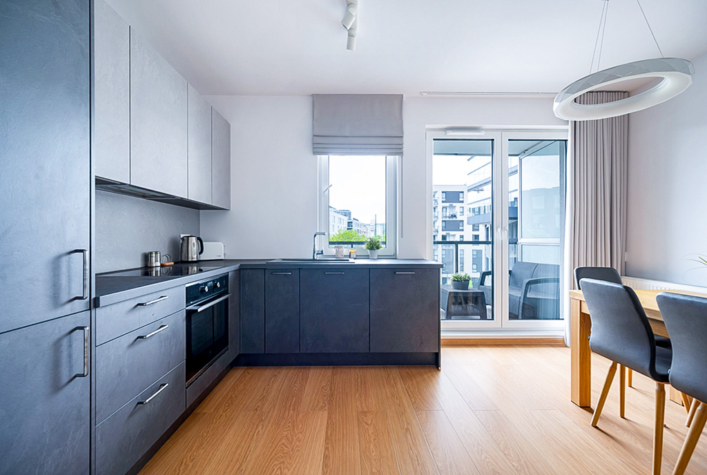 imponująca kuchnia w luksusowym apartamencie na sprzedaż Gdańsk