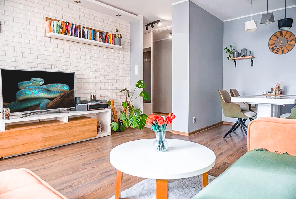 zbliżenie na pokój gościnny w luksusowym apartamencie na sprzedaż Gdańsk