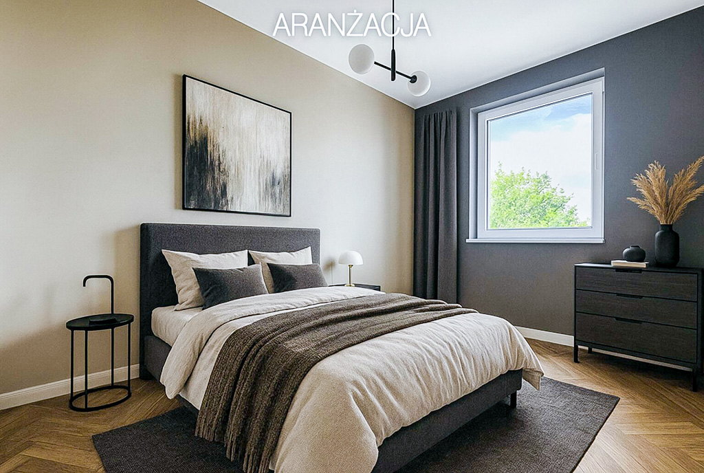 zaciszna sypialnia w luksusowym apartamencie na wynajem Katowice (okolice)