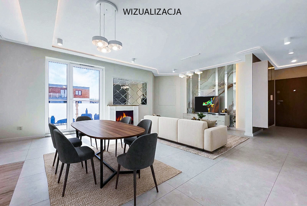 nowoczesny styl salonu w ekskluzywnym apartamencie do sprzedaży Katowice (okolice)