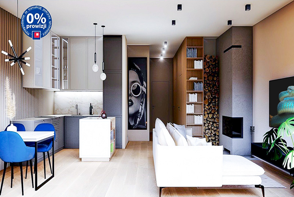designerski salon w ekskluzywnym apartamencie do sprzedaży nad morzem