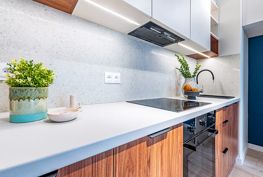 designerska kuchnia w luksusowym apartamencie do wynajmu Elbląg