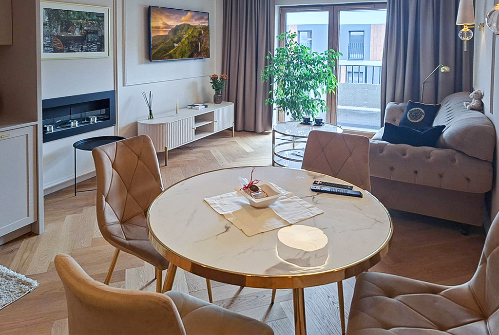 fragment pokoju dziennego w ekskluzywnym apartamencie na wynajem Katowice