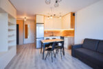 widok z salonu na kuchnię w ekskluzywnym apartamencie do wynajęcia Piotrków Trybunalski (okolice)