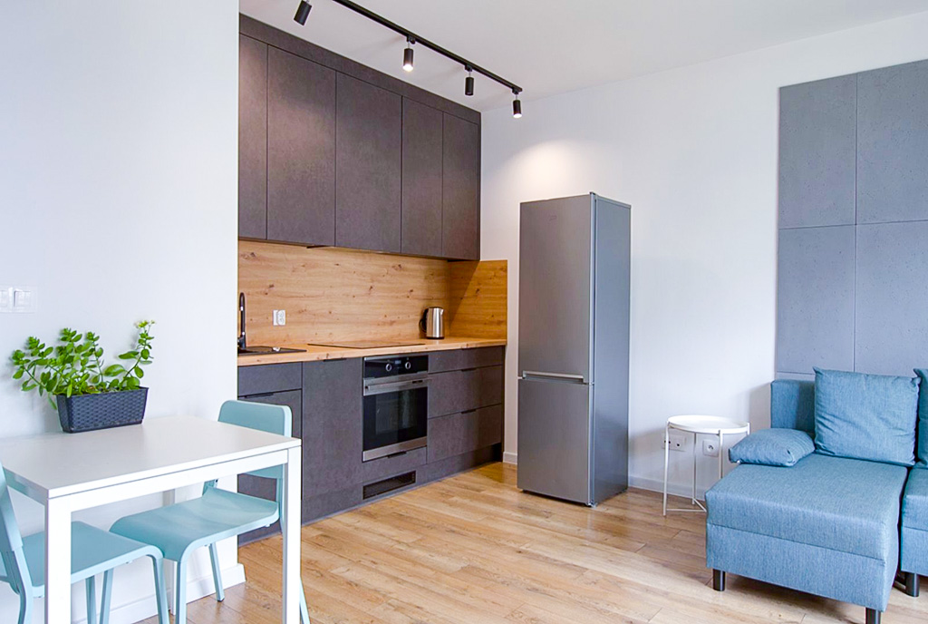 nowoczesna kuchnia w ekskluzywnym apartamencie do wynajęcia Poznań
