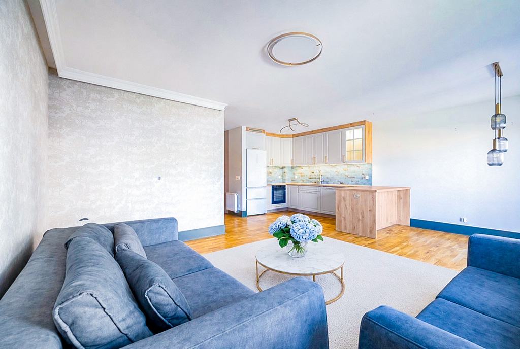 widok na kuchnię w luksusowym apartamencie na sprzedaż Gdynia