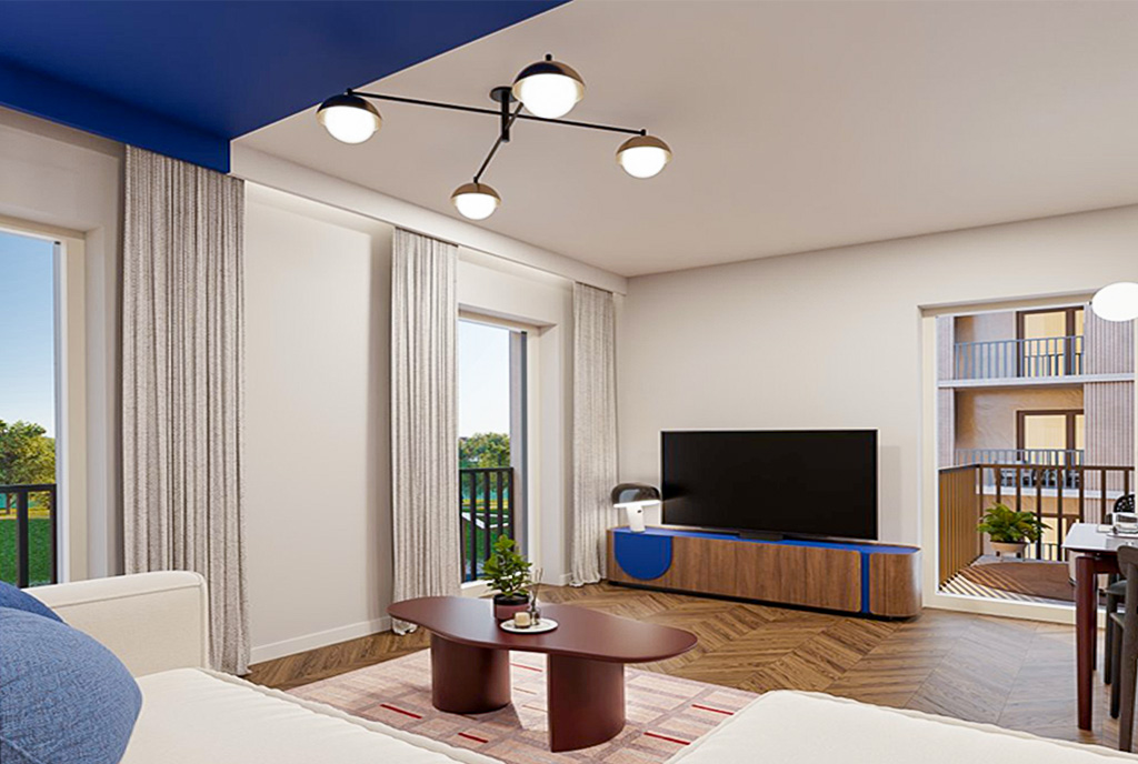 Projekt pokoju dziennego w ekskluzywnym apartamencie do sprzedaży Wrocław