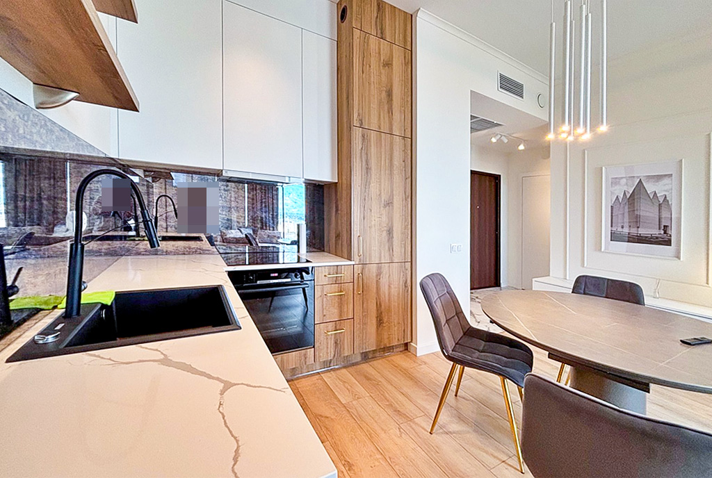 Nowoczesna kuchnia w luksusowym apartamencie do wynajmu Szczecin