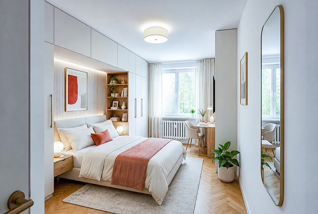 elegancka sypialnia w ekskluzywnym apartamencie na sprzedaż Białystok