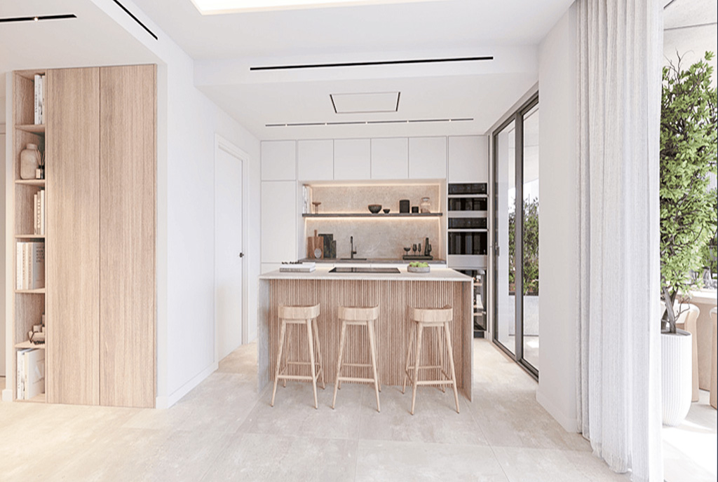 Zbliżenie na kuchnię w ekskluzywnym apartamencie na sprzedaż Hiszpania (Estepona West)