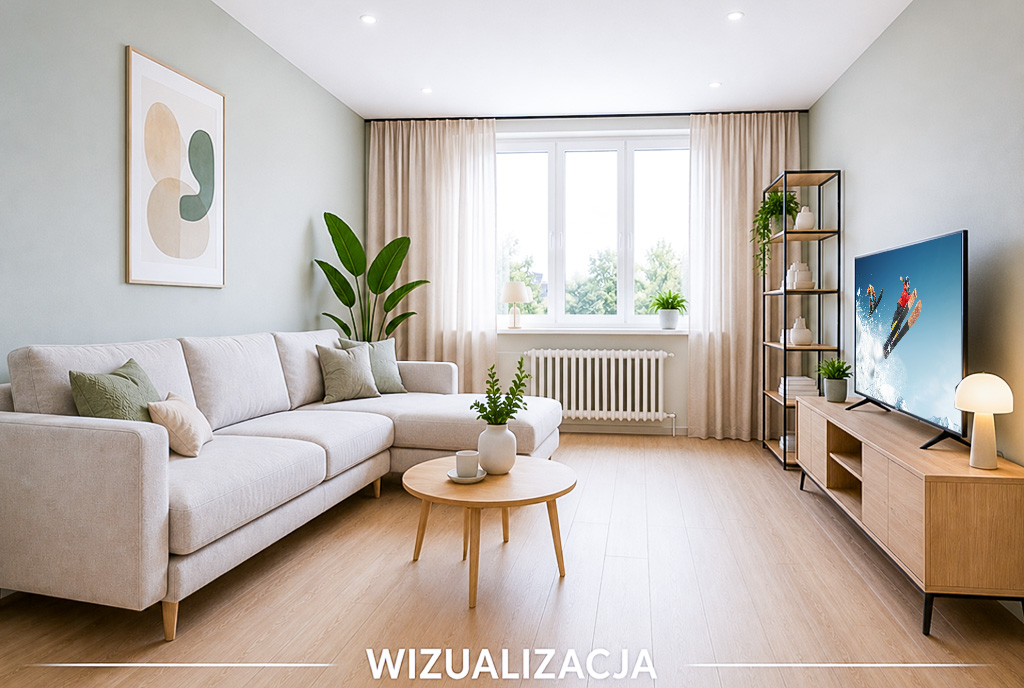 jedna z aranżacji salonu w ekskluzywnym apartamencie do sprzedaży Katowice (okolice)