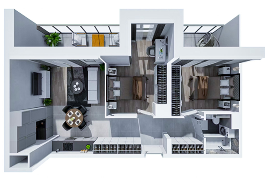 rozkład pokoi i pomieszczeń w ekskluzywnym apartamencie do sprzedaży Wrocław